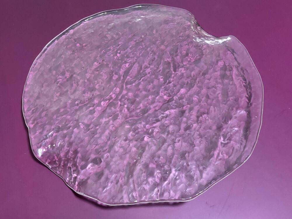 1970s Bent Art Glass Platter in Melting Ice Pattern by Uno Westerberg Pukeberg